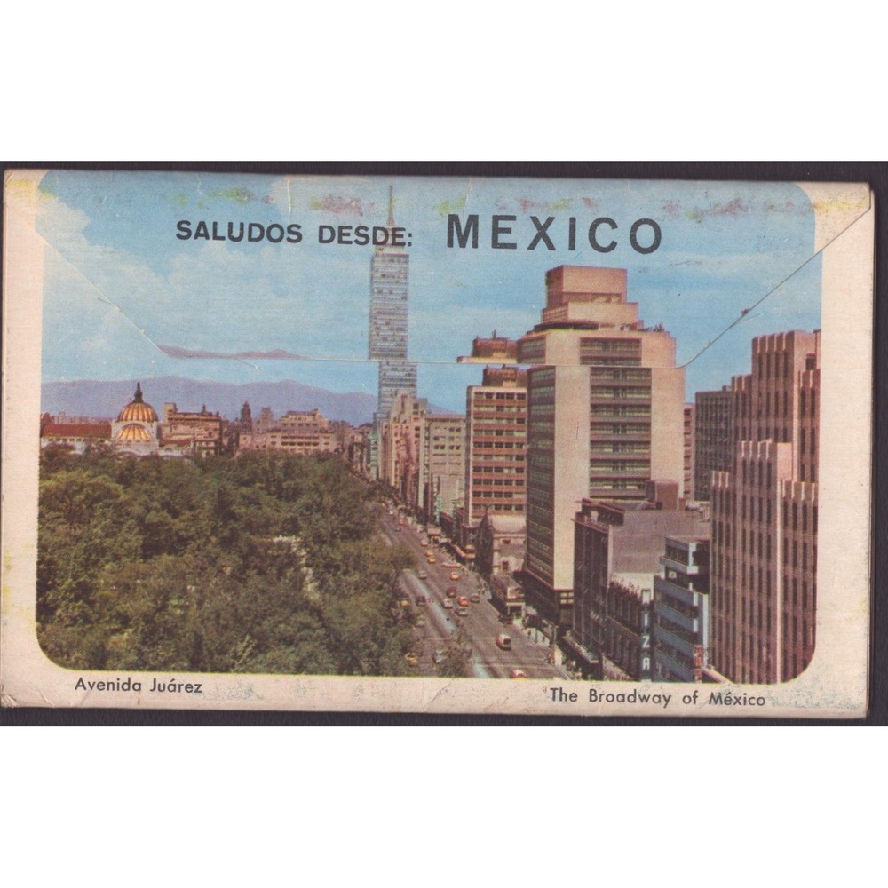 Mexico City Mexico Souvenir Postcard Folder Avenida Juarez Latinoamericana Vtg